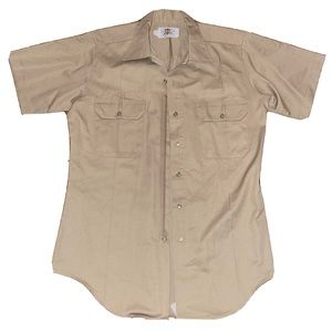 Vintage 1960s Conqueror Uniform Khaki Shirt Mens M Zipper & Button No Patches
